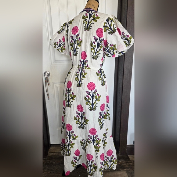 THML White Maxi Dress with Pink and Green Floral Design XS - Picture 4 of 6